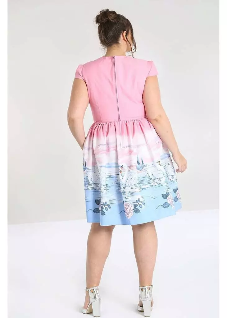 New In Hell Bunny Swan 50's Swing Dress Pink 5 New In Hell Bunny Swan 50's Swing Dress Pink