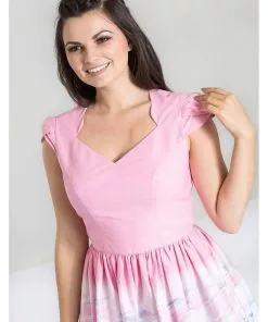 New In Hell Bunny Swan 50's Swing Dress Pink 14 New In Hell Bunny Swan 50's Swing Dress Pink