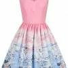 New In Hell Bunny Swan 50's Swing Dress Pink