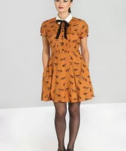 New In Hell Bunny Vixey Fox 40's Dress Brown 7 New In Hell Bunny Vixey Fox 40's Dress Brown