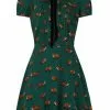 Hell Bunny Vixey Fox 40's Dress Dark Green 1 Hell Bunny Vixey Fox 40's Dress Dark Green