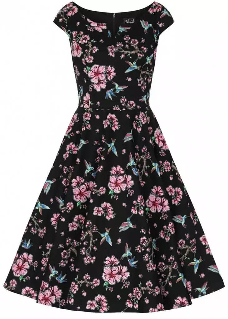 Hell Bunny Madison Hummingbird 50's Swing Dress Black 6 Hell Bunny Madison Hummingbird 50's Swing Dress Black