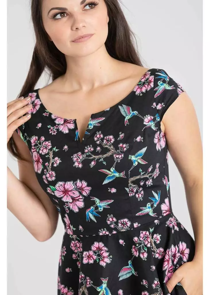 Hell Bunny Madison Hummingbird 50's Swing Dress Black 7 Hell Bunny Madison Hummingbird 50's Swing Dress Black