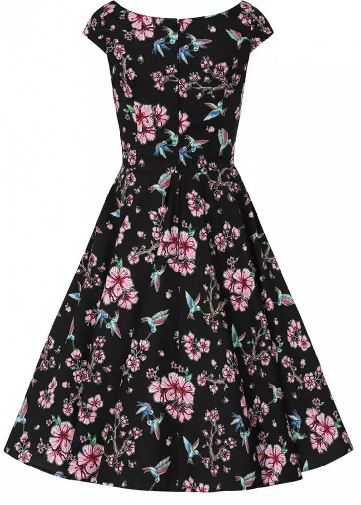Hell Bunny Madison Hummingbird 50's Swing Dress Black 12 Hell Bunny Madison Hummingbird 50's Swing Dress Black