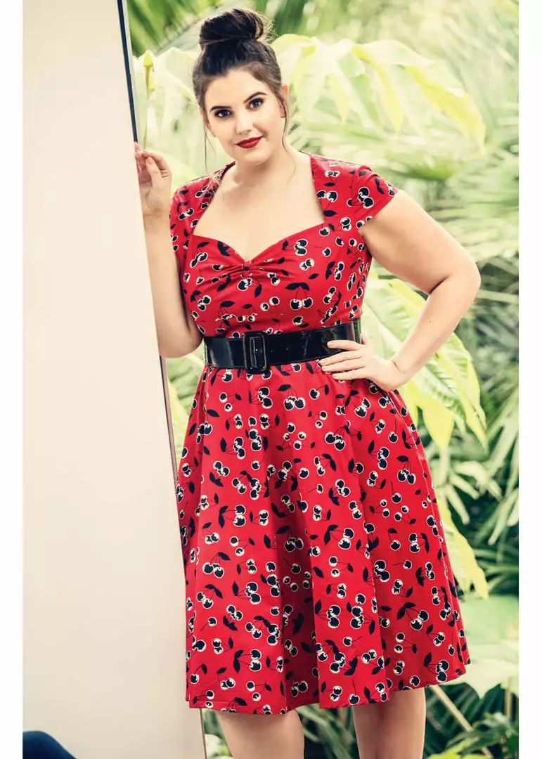 New In Hell Bunny Alison Cherry 50's Swing Dress Red 3 New In Hell Bunny Alison Cherry 50's Swing Dress Red