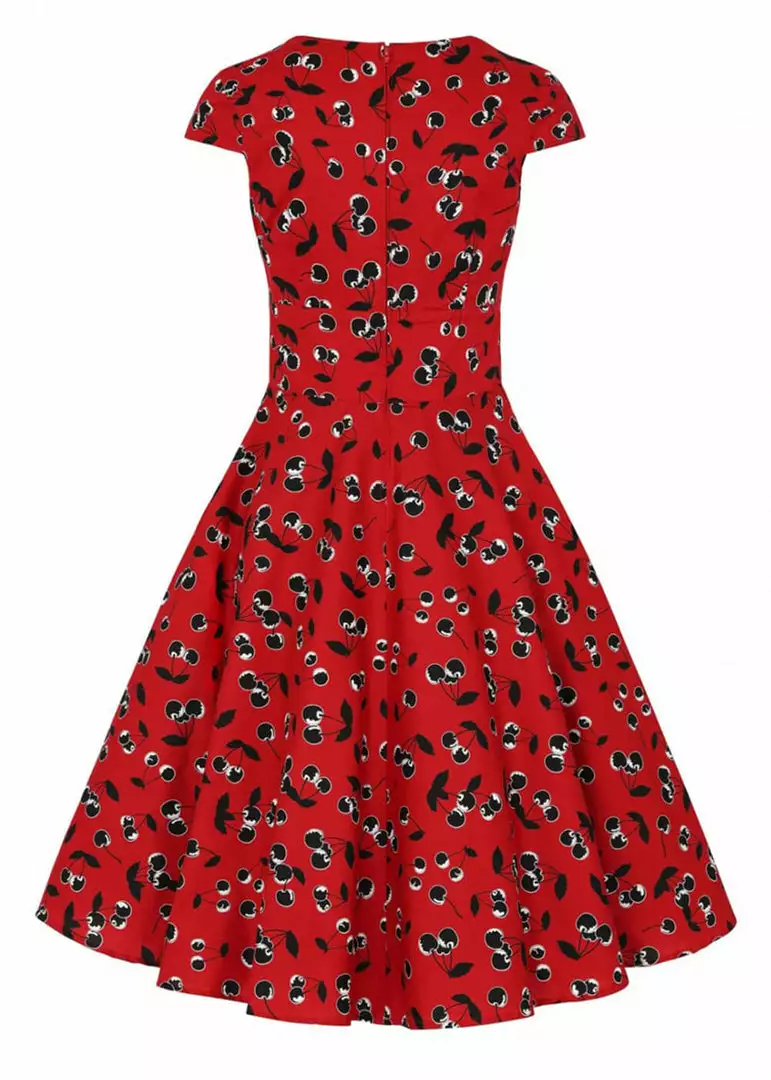 New In Hell Bunny Alison Cherry 50's Swing Dress Red 6 New In Hell Bunny Alison Cherry 50's Swing Dress Red