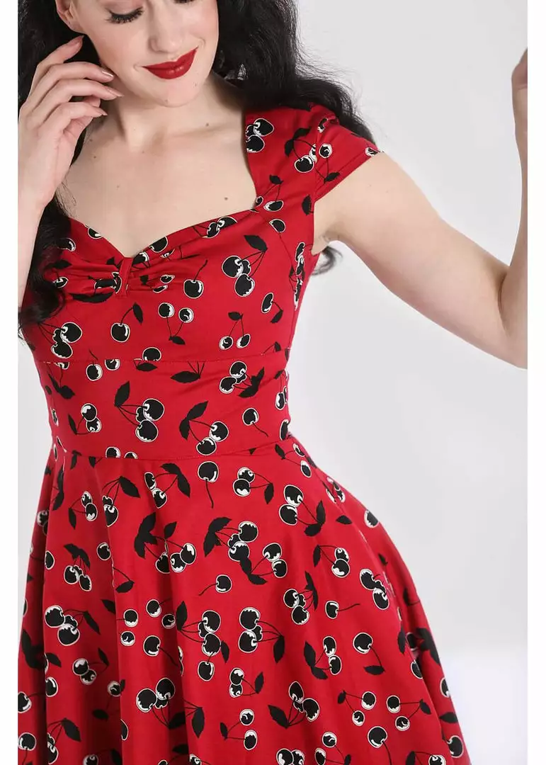 New In Hell Bunny Alison Cherry 50's Swing Dress Red 9 New In Hell Bunny Alison Cherry 50's Swing Dress Red