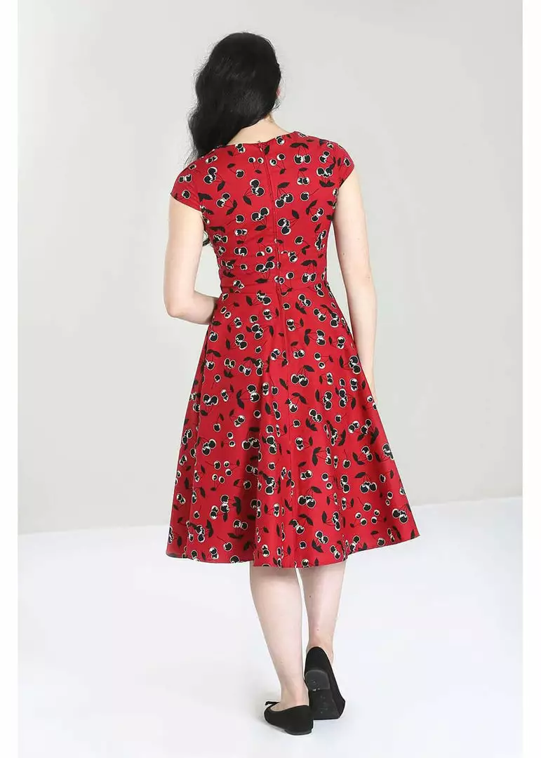 New In Hell Bunny Alison Cherry 50's Swing Dress Red 10 New In Hell Bunny Alison Cherry 50's Swing Dress Red