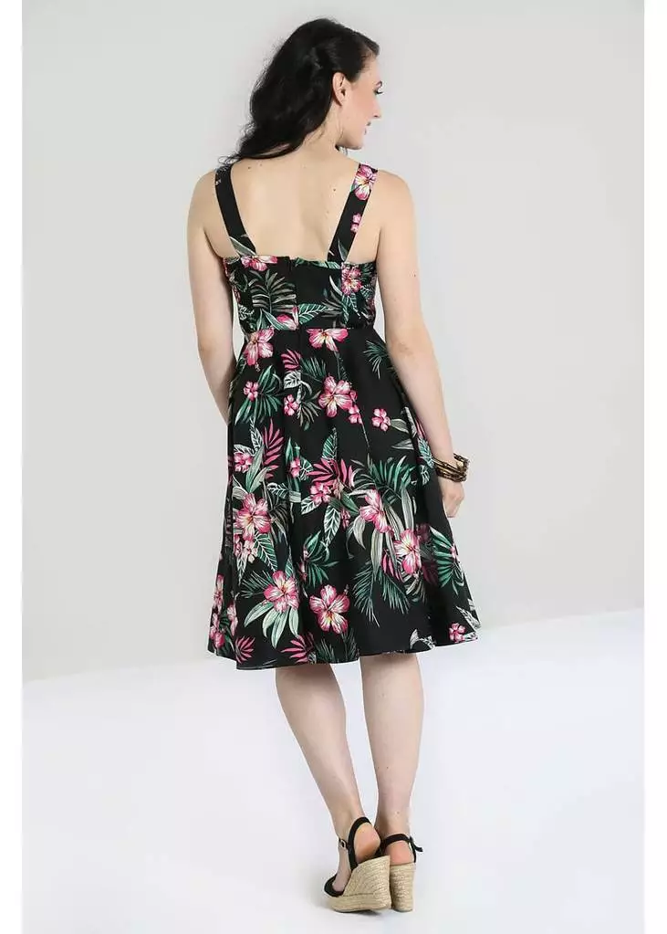 New In Hell Bunny Kalani 50's Swing Dress Black 10 New In Hell Bunny Kalani 50's Swing Dress Black