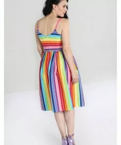 Hell Bunny Over The Rainbow 50's Swing Dress Multi New In 14 Hell Bunny Over The Rainbow 50's Swing Dress Multi New In