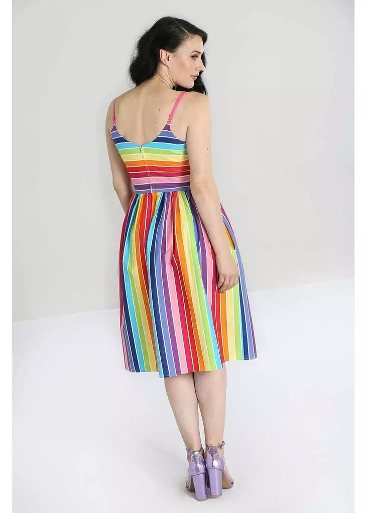 Hell Bunny Over The Rainbow 50's Swing Dress Multi New In 8 Hell Bunny Over The Rainbow 50's Swing Dress Multi New In