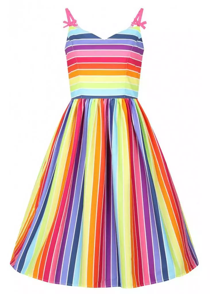 Hell Bunny Over The Rainbow 50's Swing Dress Multi New In 4 Hell Bunny Over The Rainbow 50's Swing Dress Multi New In