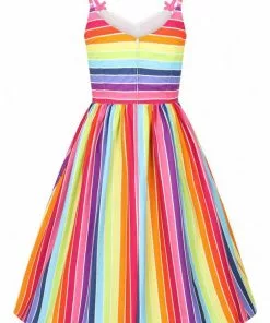 Hell Bunny Over The Rainbow 50's Swing Dress Multi New In 15 Hell Bunny Over The Rainbow 50's Swing Dress Multi New In