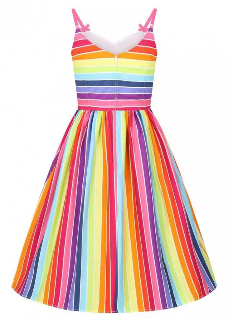 Hell Bunny Over The Rainbow 50's Swing Dress Multi New In 9 Hell Bunny Over The Rainbow 50's Swing Dress Multi New In