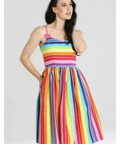 Hell Bunny Over The Rainbow 50's Swing Dress Multi New In 12 Hell Bunny Over The Rainbow 50's Swing Dress Multi New In