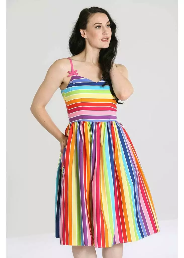 Hell Bunny Over The Rainbow 50's Swing Dress Multi New In 6 Hell Bunny Over The Rainbow 50's Swing Dress Multi New In