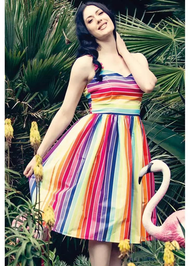 Hell Bunny Over The Rainbow 50's Swing Dress Multi New In 3 Hell Bunny Over The Rainbow 50's Swing Dress Multi New In