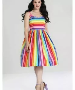 Hell Bunny Over The Rainbow 50's Swing Dress Multi New In 11 Hell Bunny Over The Rainbow 50's Swing Dress Multi New In