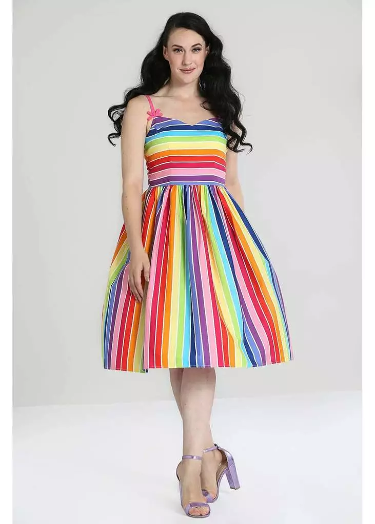 Hell Bunny Over The Rainbow 50's Swing Dress Multi New In 5 Hell Bunny Over The Rainbow 50's Swing Dress Multi New In