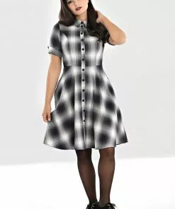 New In Hell Bunny Eddystone 50's Mid Swing Dress Grey 12 New In Hell Bunny Eddystone 50's Mid Swing Dress Grey