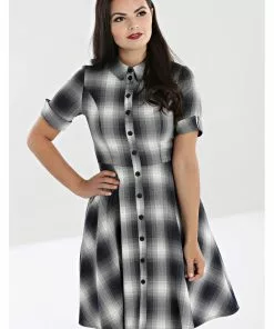 New In Hell Bunny Eddystone 50's Mid Swing Dress Grey