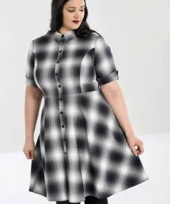 New In Hell Bunny Eddystone 50's Mid Swing Dress Grey 9 New In Hell Bunny Eddystone 50's Mid Swing Dress Grey