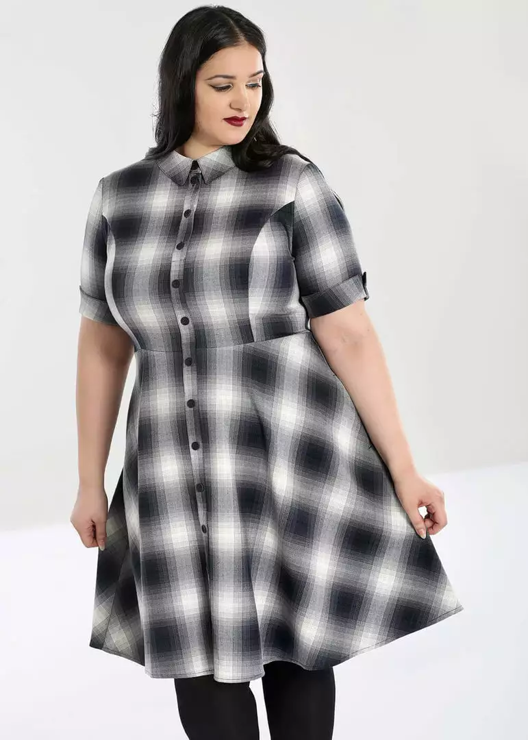 New In Hell Bunny Eddystone 50's Mid Swing Dress Grey 4 New In Hell Bunny Eddystone 50's Mid Swing Dress Grey