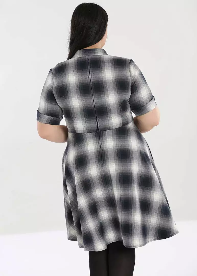 New In Hell Bunny Eddystone 50's Mid Swing Dress Grey 8 New In Hell Bunny Eddystone 50's Mid Swing Dress Grey