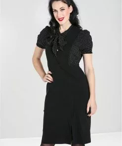Hell Bunny Claire Pinafore 60's Swing Dress Black New In
