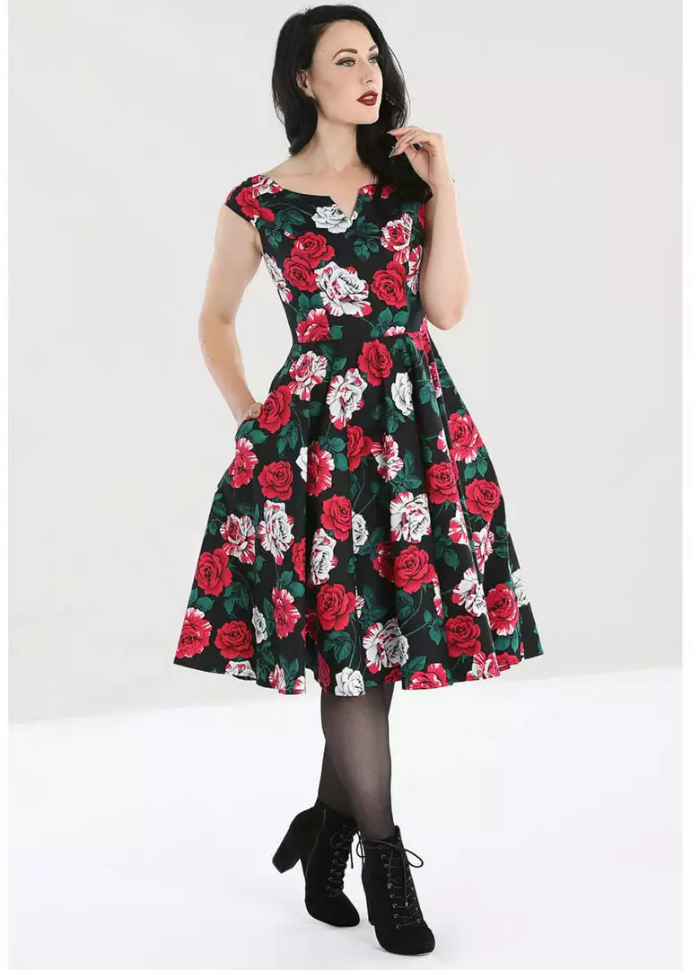 New In Hell Bunny Ruby Roses 50's Swing Dress Black 6 New In Hell Bunny Ruby Roses 50's Swing Dress Black