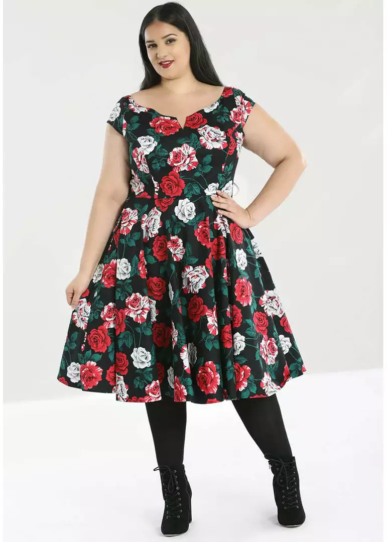 New In Hell Bunny Ruby Roses 50's Swing Dress Black 8 New In Hell Bunny Ruby Roses 50's Swing Dress Black