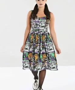 Hell Bunny Be Afraid Halloween 50's Swing Dress Multi New In 10 Hell Bunny Be Afraid Halloween 50's Swing Dress Multi New In