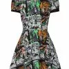 New In Hell Bunny Be Afraid Halloween 60's Mini Dress Multi 1 New In Hell Bunny Be Afraid Halloween 60's Mini Dress Multi