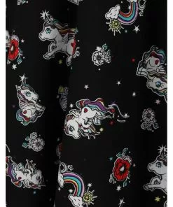 New In Hell Bunny Star Catcher Unicorn 50's Swing Dress Black
