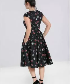 Hell Bunny Petals Hearts 50's Swing Dress Black New In 13 Hell Bunny Petals Hearts 50's Swing Dress Black New In