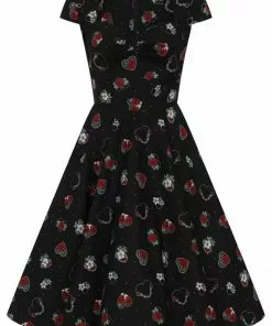 Hell Bunny Petals Hearts 50's Swing Dress Black New In 14 Hell Bunny Petals Hearts 50's Swing Dress Black New In