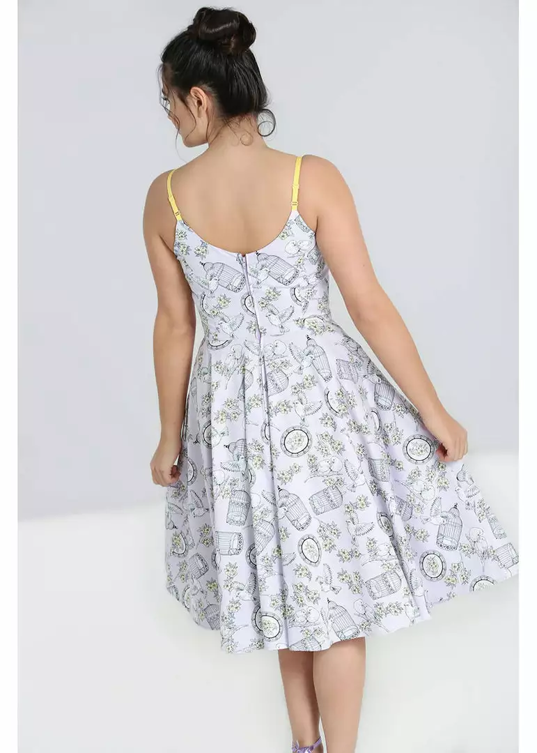 New In Hell Bunny Birdcage 50's Swing Dress Lavender 5 New In Hell Bunny Birdcage 50's Swing Dress Lavender