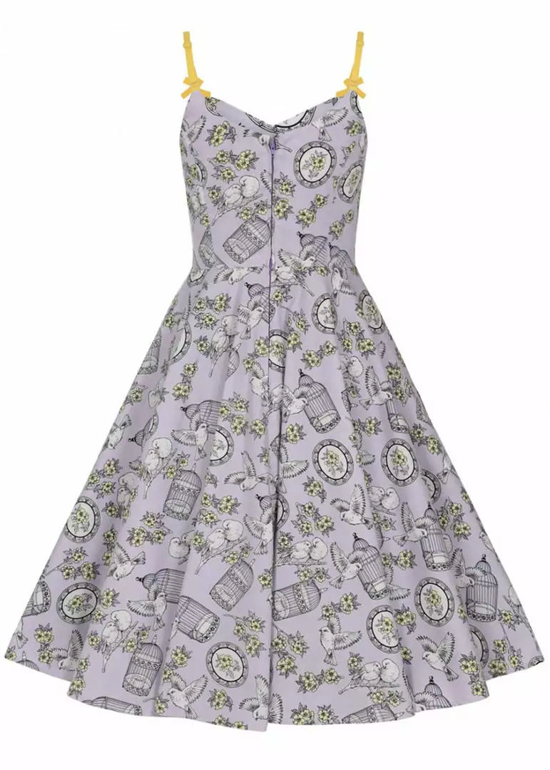 New In Hell Bunny Birdcage 50's Swing Dress Lavender 7 New In Hell Bunny Birdcage 50's Swing Dress Lavender