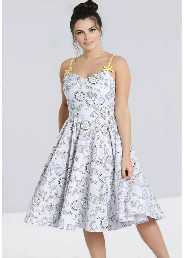 New In Hell Bunny Birdcage 50's Swing Dress Lavender 3 New In Hell Bunny Birdcage 50's Swing Dress Lavender