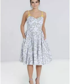 New In Hell Bunny Birdcage 50's Swing Dress Lavender 14 New In Hell Bunny Birdcage 50's Swing Dress Lavender