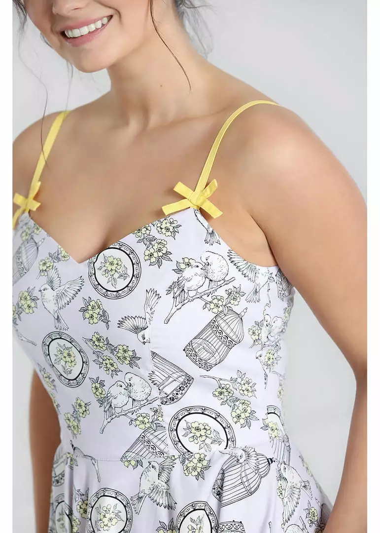 New In Hell Bunny Birdcage 50's Swing Dress Lavender 6 New In Hell Bunny Birdcage 50's Swing Dress Lavender