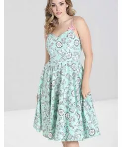 Hell Bunny Birdcage 50's Swing Dress Mint New In