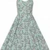 Hell Bunny Birdcage 50's Swing Dress Mint New In
