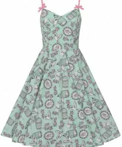 Hell Bunny Birdcage 50's Swing Dress Mint New In