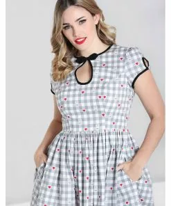 Hell Bunny Hopper Gingham 50's Swing Dress Grey