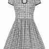 Hell Bunny Hopper Gingham 50's Swing Dress Grey