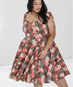 Hell Bunny Ukulele 50's Swing Dress Orange New In 20 Hell Bunny Ukulele 50's Swing Dress Orange New In