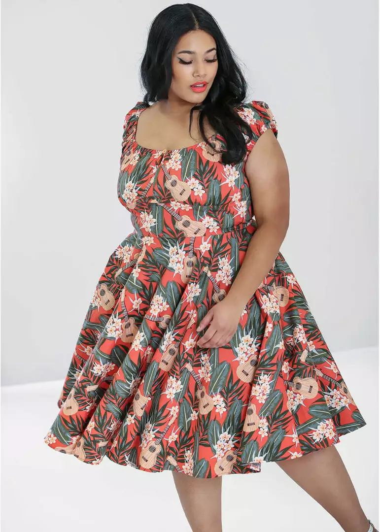 Hell Bunny Ukulele 50's Swing Dress Orange New In 10 Hell Bunny Ukulele 50's Swing Dress Orange New In