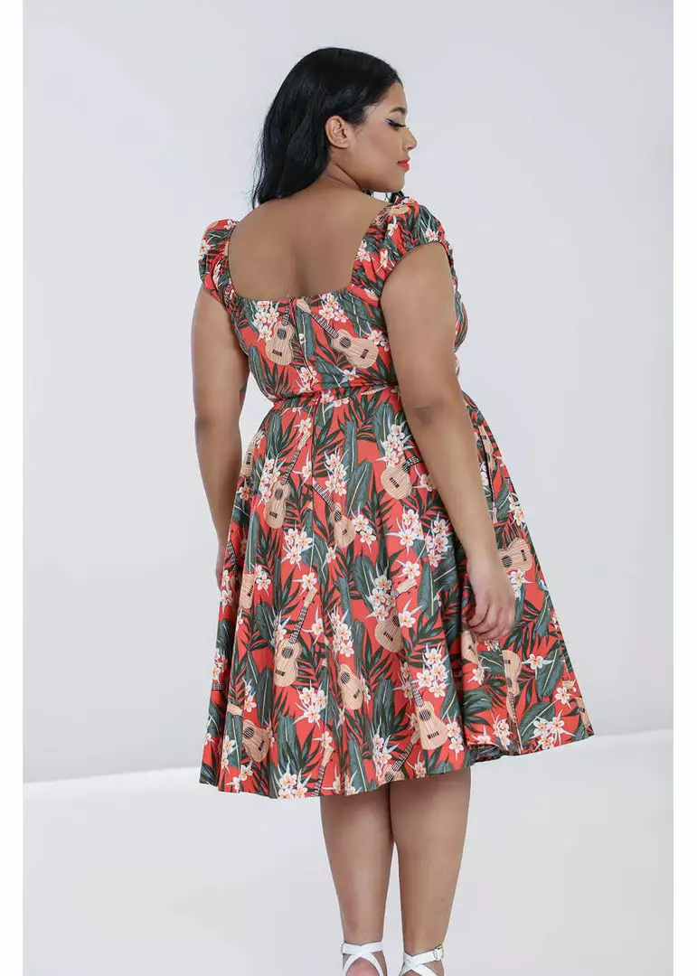Hell Bunny Ukulele 50's Swing Dress Orange New In 11 Hell Bunny Ukulele 50's Swing Dress Orange New In