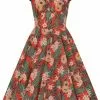Hell Bunny Ukulele 50's Swing Dress Orange New In 1 Hell Bunny Ukulele 50's Swing Dress Orange New In